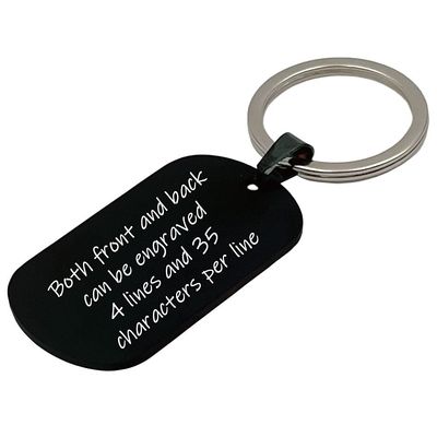 good goods Personalized Customize Inspirational Keyring Stainless Steel Dog Tag Name Keychain,Engraved Gift for Men Boys Boyfriend (Black horizontal)