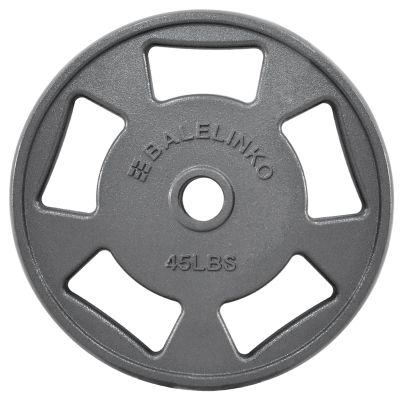 Balelinko Cast Iron 2-Inch Olympic Grip Plate Weight Plate for Strength Training, Weightlifting and Crossfit in Single, 45LB, Gray