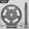 Balelinko Cast Iron 2-Inch Olympic Grip Plate Weight Plate for Strength Training, Weightlifting and Crossfit in Single, 45LB, Gray view 2
