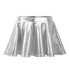 winying Kids Girls Sparkly Metallic Flared A-Line Skater Mini Skirt Dress Up Latin Jazz Cheer Performance Skort Skirt Silver 12 Years view 1