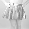 winying Kids Girls Sparkly Metallic Flared A-Line Skater Mini Skirt Dress Up Latin Jazz Cheer Performance Skort Skirt Silver 12 Years view 3