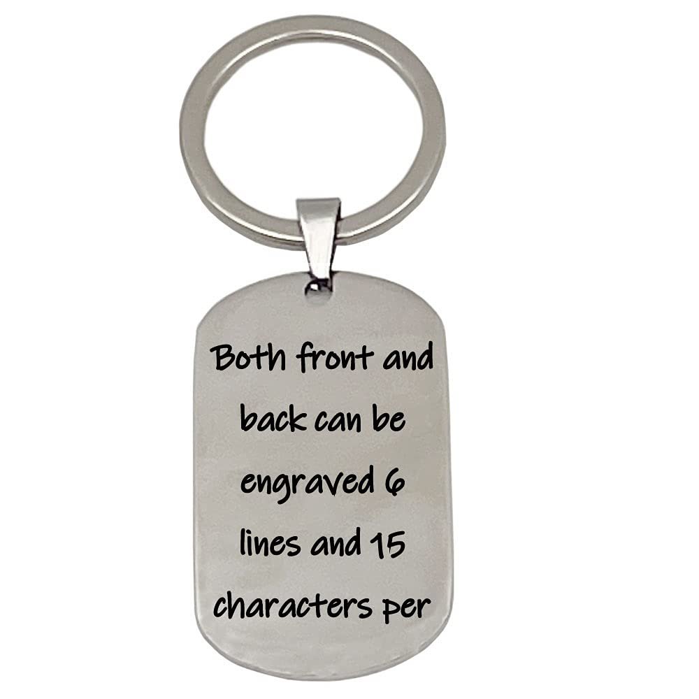 good goods Personalized Customize Inspirational Keyring Stainless Steel Dog Tag Name Keychain,Engraved Gift for Men Boys Boyfriend (Silver vertical), 4.8*2.8cm