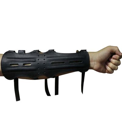 OBTOUTDOOR Archery Arm Guard Leather Long 4 Straps Forearm Protective Gear Hunting Accessories (1 Pack)