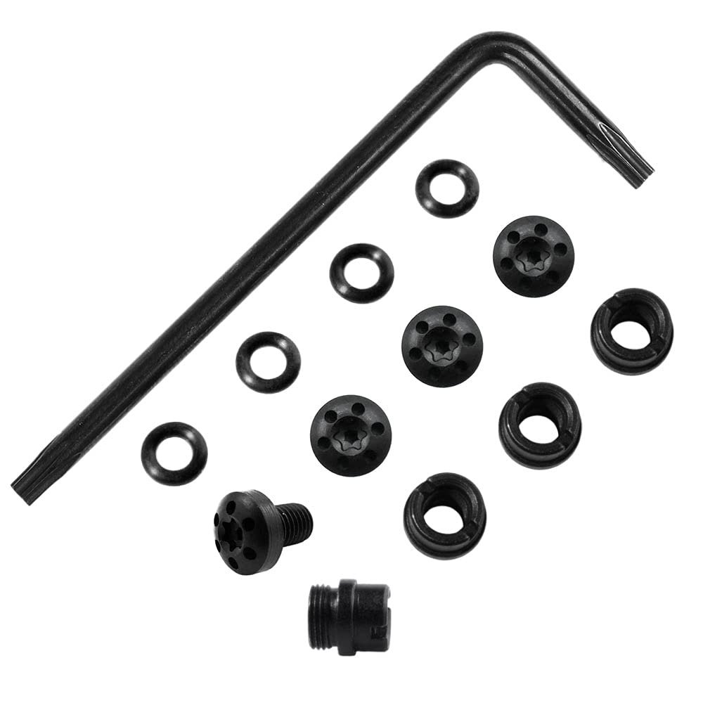 Cool Hand 1911 Grip Screws & Bushings for 1911 Full Size/Compact, T10 Torx Key, 4 O Rings, Stainless Steel, Black, 1911-BUSH-SCR