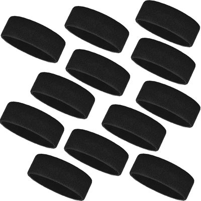 Bememo 12 Pcs Sweatbands Sport Headbands for Men & Women Basketball Headband Sport Competitions Sweat Headbands Running Terry Cloth Moisture Wicking for Yoga,Tennis,Gym,Exercise(Black)