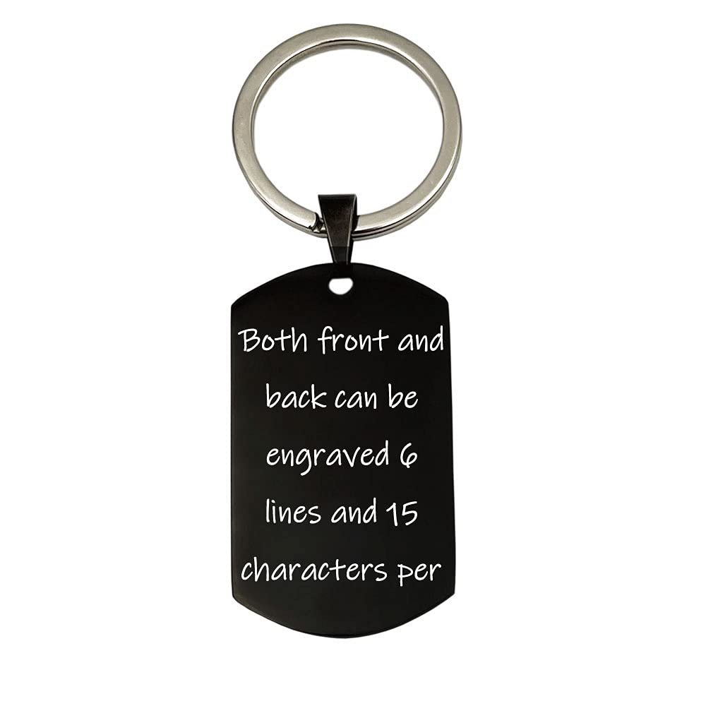 good goods Personalized Customize Inspirational Keyring Stainless Steel Dog Tag Name Keychain,Engraved Gift for Men Boys Boyfriend (Black vertical), 4.8*2.8cm