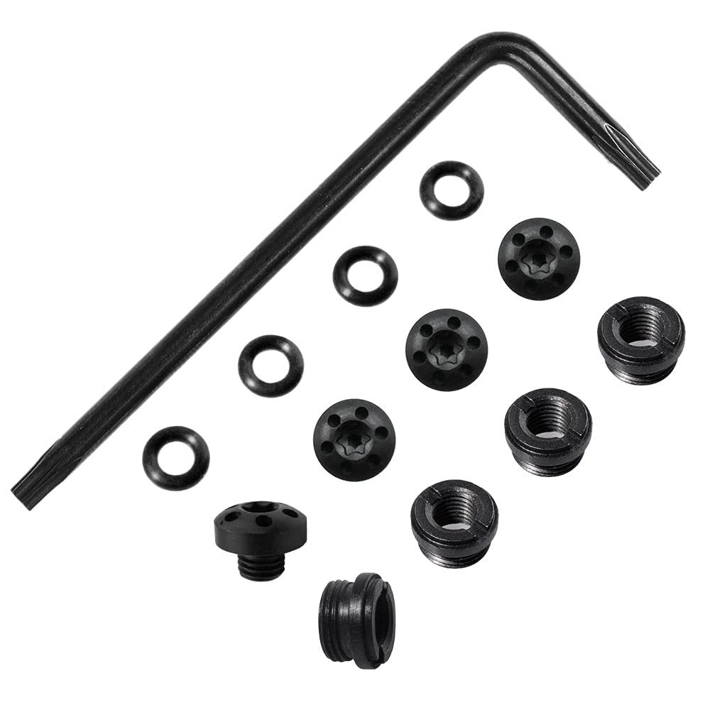 Cool Hand 1911 Grip Screws & Bushings for Slim 1911 Full Size/Compact, T10 Torx Key, 4 O Rings, Stainless Steel, Black, 1911S-BUSH-SCR