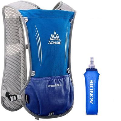 Hydration Backpack Bicycle Bag 5L Lightweight Hiking Backpack for Outdoor Hiking Climbing Running Cycling Biking Backpack with Hydration System for Men and Women (Blue with 500ml Water Bottle)