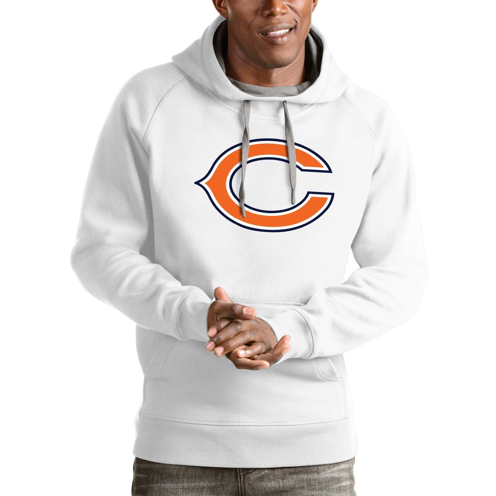 Antigua Men's White Chicago Bears Victory Pullover Hoodie