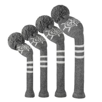 Scott Edward Knitted Golf Head Covers 4PCS Handmade Fit Well for Driver and Fairway Woods with Long Neck Pom Pom Golf Club Headcovers Set