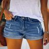 Angerella Casual Summer Denim Shorts for Women Mid Rise Rolled Hem Cuffed Hem Distressed Ripped Jean Shorts Denim Blue Large view 4