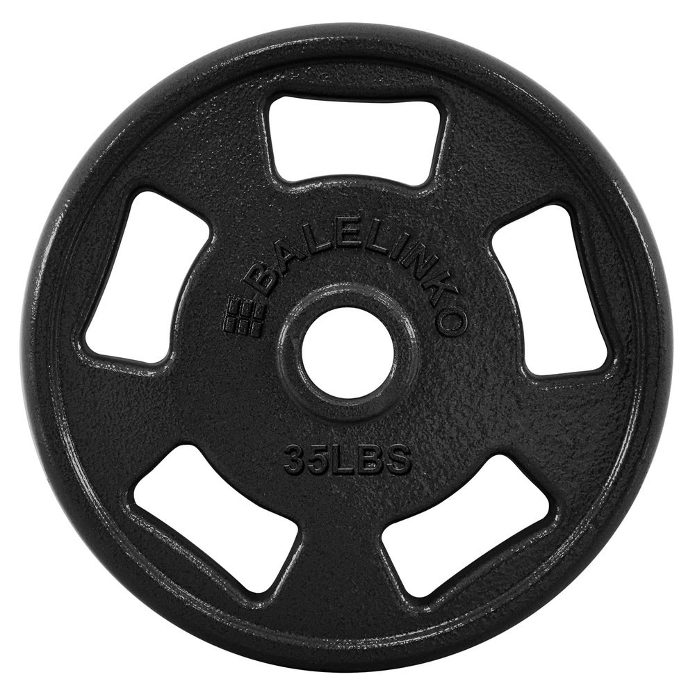 Balelinko Cast Iron 2-Inch Olympic Grip Plate Weight Plate for Strength Training, Weightlifting and Crossfit in Single, 35LB, Black