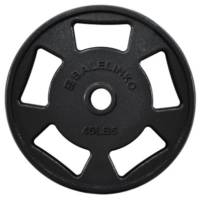Balelinko Cast Iron 2-Inch Olympic Grip Plate Weight Plate for Strength Training, Weightlifting and Crossfit in Single, 45LB, Black