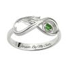 Custom Angel Wings Infinity Promise Rings 925 Sterling Silver "Forever&Always" Personalized Birthstone Rings Wedding Engagement Bands Valentine Day Birthday Gifts For Women Mom Her Mother Grandmom Girlfriends view 1