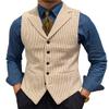 Ceehuteey Men's Suit Vests Leisure Wool Tweed Plaid Waistcoat Slim Fit(Beige,Small) view 1
