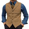 Ceehuteey Men's Suit Vests Leisure Wool Tweed Plaid Waistcoat Slim Fit(Brown,X-Large) view 1