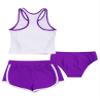Nikiikoo Kids Girls 3Pcs Active Sports Suit Racer Back Crop Top with Swim Boyshorts Tankini Swimsuit Purple 4 Years view 2