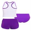 Nikiikoo Kids Girls 3Pcs Active Sports Suit Racer Back Crop Top with Swim Boyshorts Tankini Swimsuit Purple 4 Years view 4