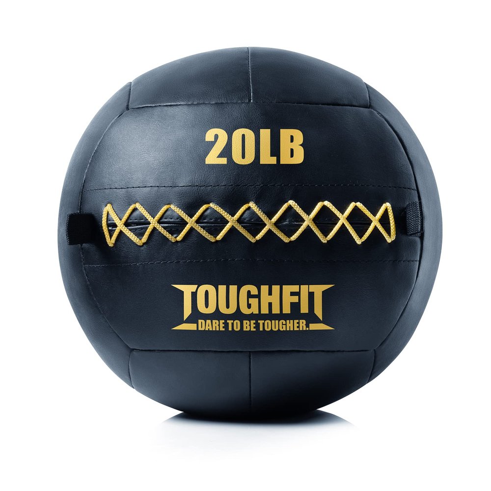 ToughFit Soft Wall Ball - Black Medicine Ball for Cardio Fitness Exercise - Weighted Med Ball for Strength and Conditioning Exercises, Cross Training Lunge, and Partner Toss (20LB)