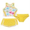 Nikiikoo Kids Girls 3Pcs Active Sports Suit Racer Back Crop Top with Swim Boyshorts Tankini Swimsuit White 4 Years view 1