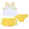 Nikiikoo Kids Girls 3Pcs Active Sports Suit Racer Back Crop Top with Swim Boyshorts Tankini Swimsuit White 4 Years view 2