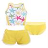 Nikiikoo Kids Girls 3Pcs Active Sports Suit Racer Back Crop Top with Swim Boyshorts Tankini Swimsuit White 4 Years view 3