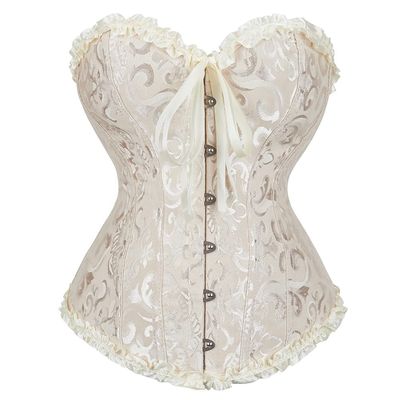 Haorugut Beige Corset Tops for Women Plus Size Medieval Corset Bustier Ivory Corset Lace up Beige 6XL