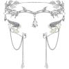 Hicarer 3 Pcs Halloween Rhinestone Leaf Headband Metal Elf Ears Fairy Costume Crown Princess Cosplay for Women(Silver) view 1