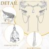 Hicarer 3 Pcs Halloween Rhinestone Leaf Headband Metal Elf Ears Fairy Costume Crown Princess Cosplay for Women(Silver) view 3