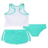 Nikiikoo Kids Girls 3Pcs Active Sports Suit Racer Back Crop Top with Swim Boyshorts Tankini Swimsuit Turquoise 4 Years view 2