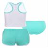 Nikiikoo Kids Girls 3Pcs Active Sports Suit Racer Back Crop Top with Swim Boyshorts Tankini Swimsuit Turquoise 4 Years view 4