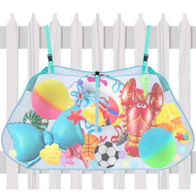 Shappy Pool Float Storage Bag Large Adjustable Hanging Swimming Pool Net Bag Beach Accessories Mesh Organizer for Swimming Ring, Inflatables, Beach Balls, Toys, Supplies(Blue-green)