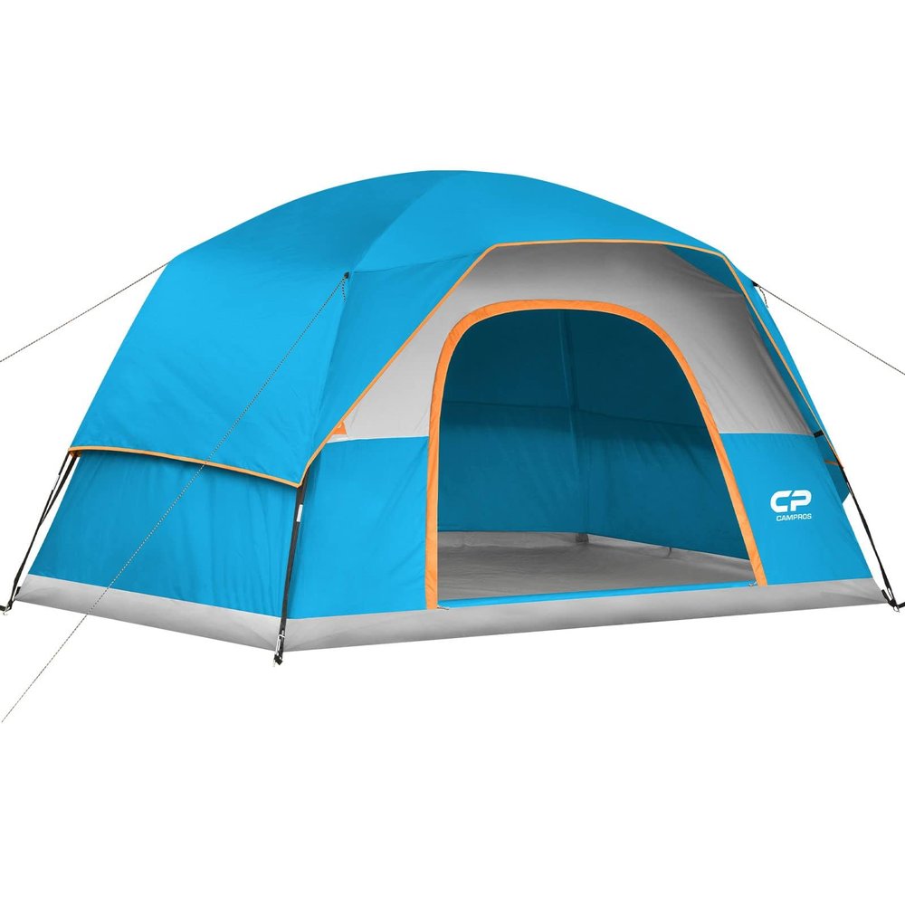CAMPROS CP Tents for Camping 6 Person Tent Waterproof Windproof Double Layer Family Camping Tent, Easy Setup Dome Tent with Large Mesh Windows & Wider Door for Outdoor Camping & Hiking