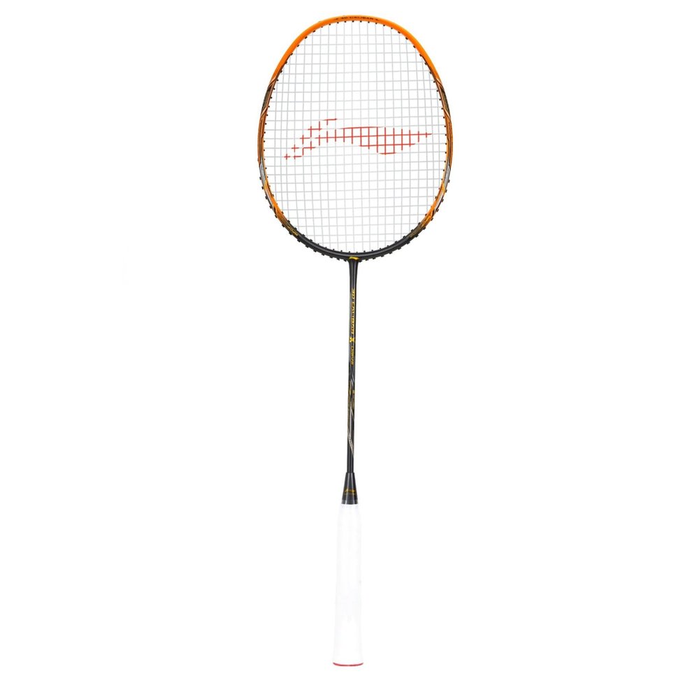 Li-Ning 3D Calibar X Drive Carbon Graphite Strung Badminton Racquet, 82 Grams, 30 Lbs String Tension and Free Full cover(Dark Grey/Gold)