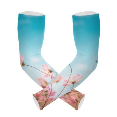WELLDAY Beautiful Cosmos Flowers Gardening Sleeves with Thumb Hole UV Sun Protection Farm Sleeves for Women Men