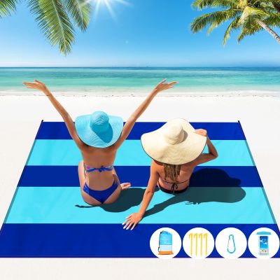Famstar Beach Blanket Oversized Extra Large 10'X 9',Waterproof Sandproof Beach Blanket 2-8 Adults Lightweight Durable for Travel Camping Hiking Picnic (10'X 9', Blue2)