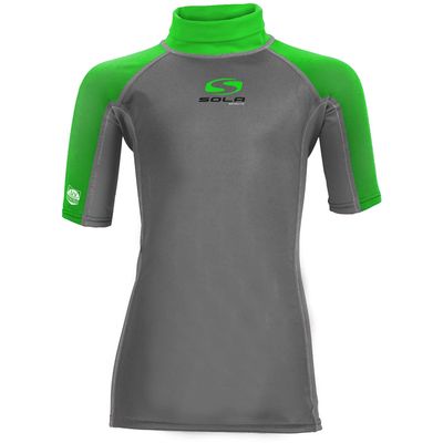Sola Junior Short Sleeve Rashvest - Charcoal/Green A1743 JS