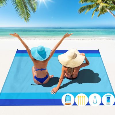 Famstar Beach Blanket Oversized Extra Large 10'X 9',Waterproof Sandproof Beach Blanket 2-8 Adults Lightweight Durable for Travel Camping Hiking Picnic (10'X 9', Blue)
