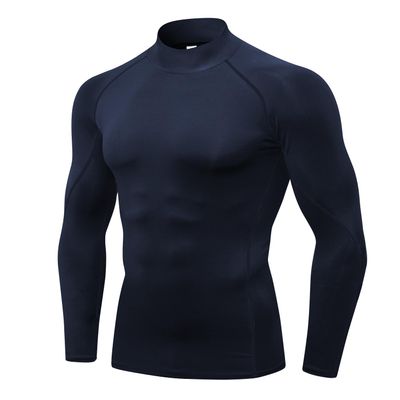 Men's Compression Shirts Long Sleeve Athletic Workout Tops Gym Undershirts Active Sports Baselayers Navy