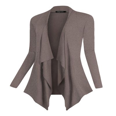 Urban CoCo Women's Drape Front Open Cardigan Long Sleeve Irregular Hem (2XL, Chocolate)