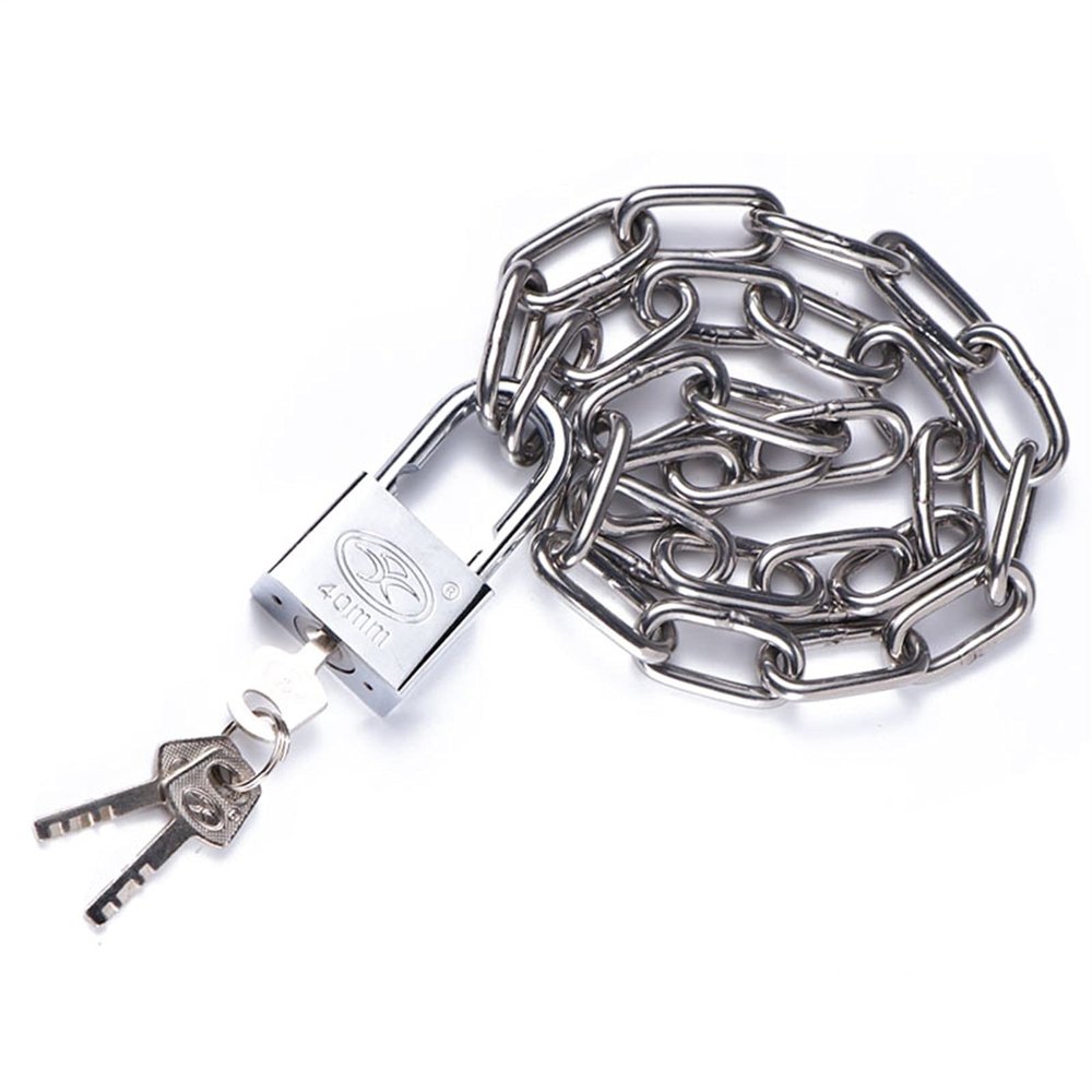 WXYZ Keyed Padlocks Heavy-Duty Stainless Steel Chain Lock, Waterproof and Rustproof Bicycle Lock, Bicycle, Warehouse, Outdoor Lock (Color : 0.5m)
