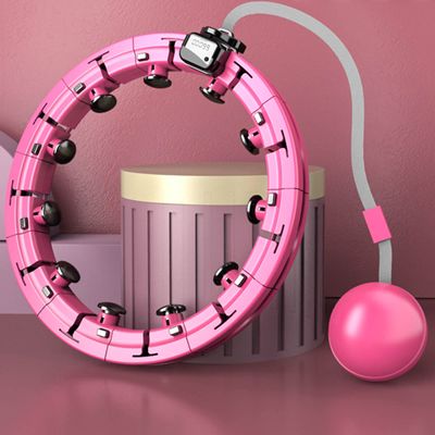 Intelligent Magnetic Therapy Hula Hoop, Adjustable Size with Digital Counter Adult and Youth Fitness Circle, Home Exercise Massage Circle/Pink/L