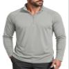 1/4 Zip Shirts Men Quick Dry Sun Protective Quarter Zip Shirt Fishing Shirts Rash Guard Shirt Long Sleeve Shirts Light Grey view 1