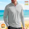 1/4 Zip Shirts Men Quick Dry Sun Protective Quarter Zip Shirt Fishing Shirts Rash Guard Shirt Long Sleeve Shirts Light Grey view 4
