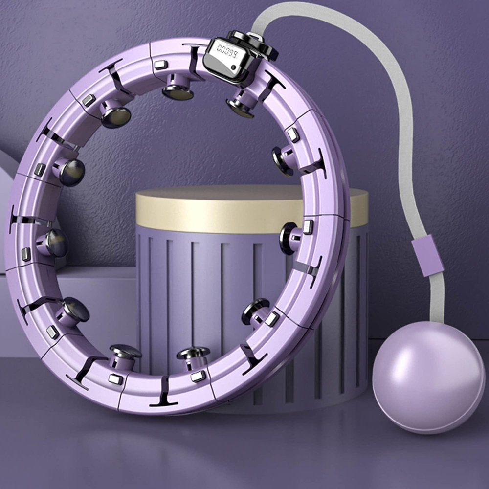 Intelligent Magnetic Therapy Hula Hoop, Adjustable Size with Digital Counter Adult and Youth Fitness Circle, Home Exercise Massage Circle/Purple/L