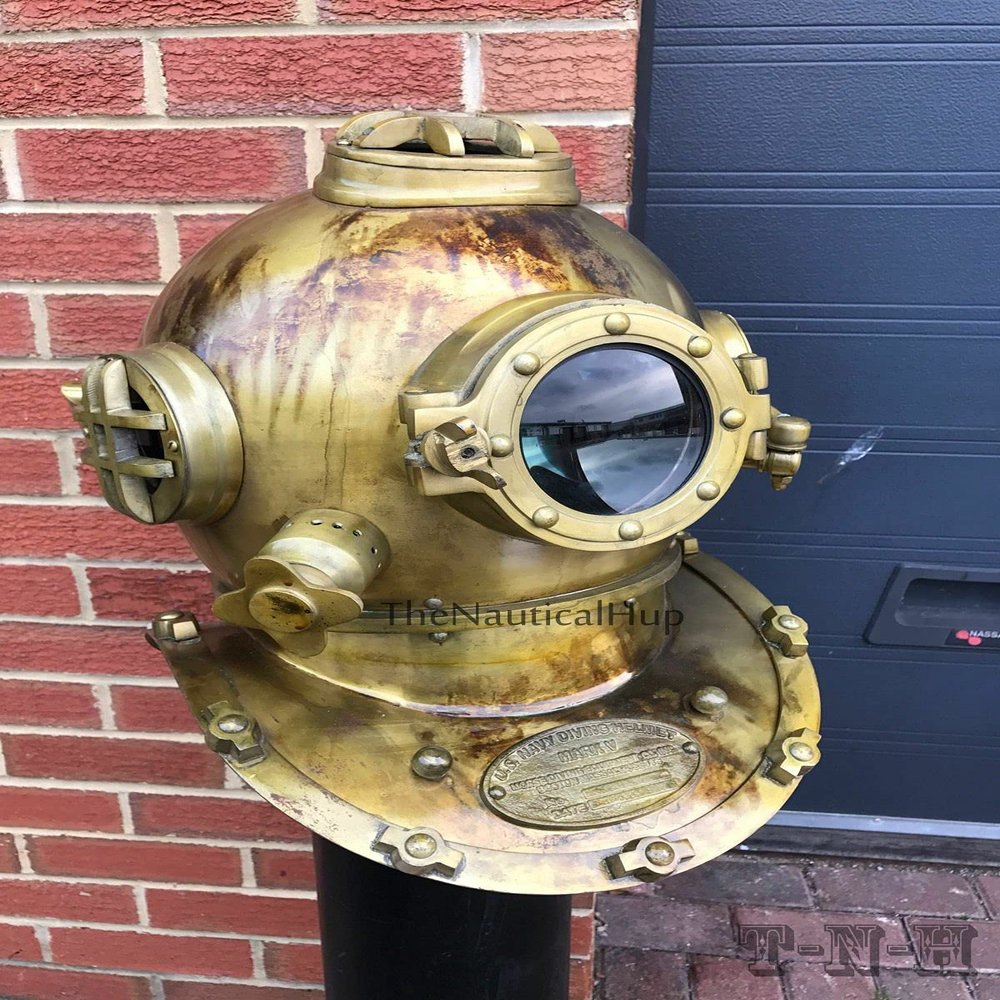 Generic Solid Brass Scuba Marine Diving Divers Helmet US Navy Mark V Full Size.
