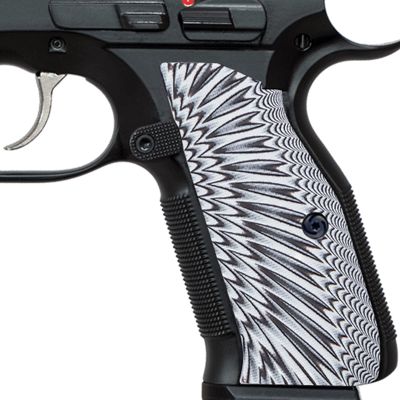Guuun G10 Grips for CZ Shadow 2 Tactical CZ-75 Slim Palm Sunburst Texture - White/Black