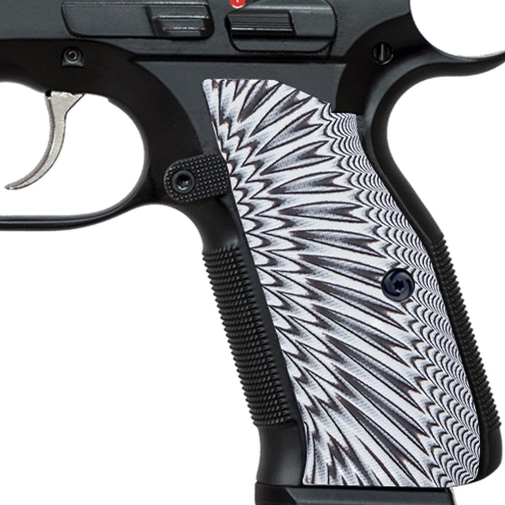 Guuun G10 Grips for CZ Shadow 2 Tactical CZ-75 Slim Palm Sunburst Texture - White/Black