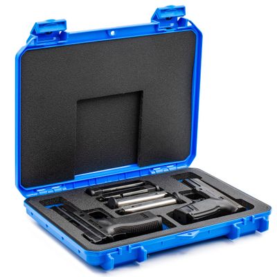 Evergreen 2 Pistol 4 Magazine Locking Discrete Compact Storage Protective Case - Travel Safe/Mil Spec/Waterproof/USA Made - for Pistol/Firearm Storage and Carry (Blue)