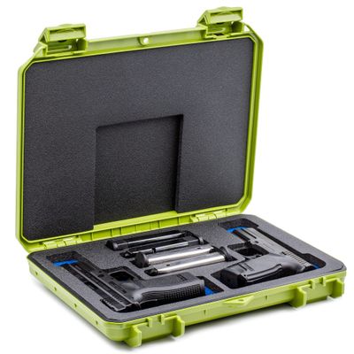 Evergreen 2 Pistol 4 Magazine Locking Discrete Compact Storage Protective Case - Travel Safe/Mil Spec/Waterproof/USA Made - for Pistol/Firearm Storage and Carry (Green)